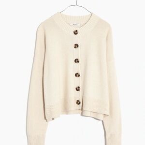 Madewell Cream Cotton Button-Up Women's "Broadway" Cardigan Sweater